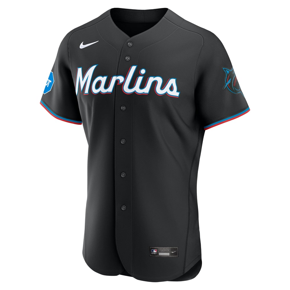Miami Marlins Nike Alternate Sponsor Patch Authentic Jersey - Black