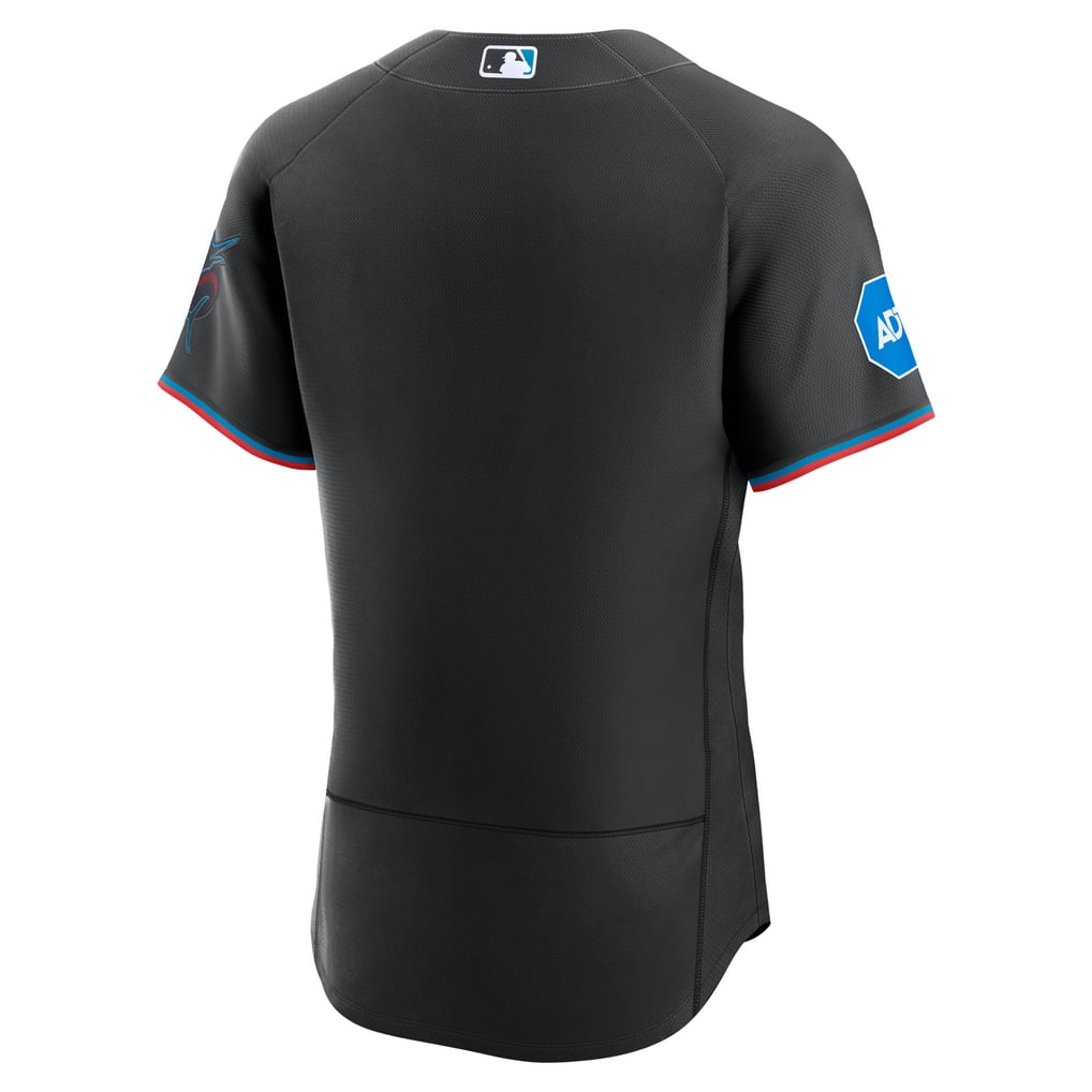 Miami Marlins Nike Alternate Sponsor Patch Authentic Jersey - Black