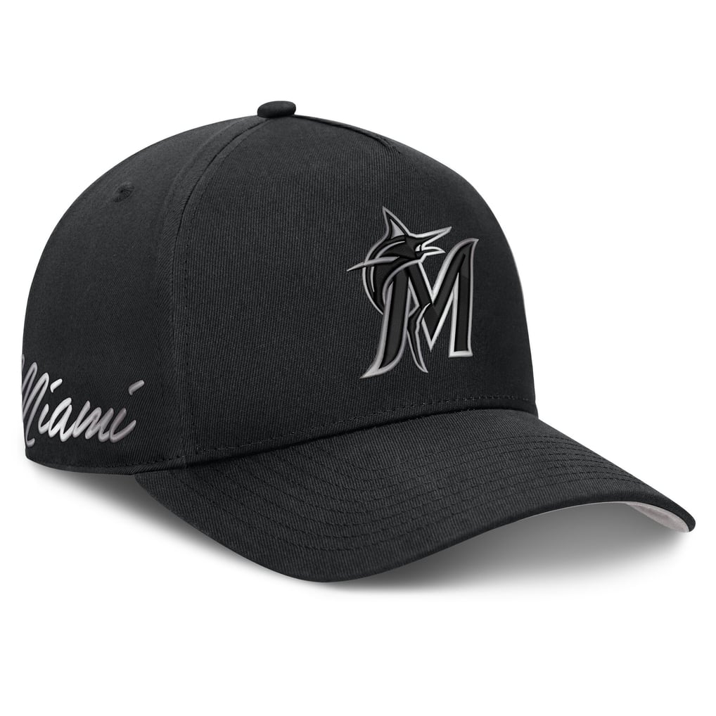 Miami Marlins Nike Rise Dri-FIT A-Frame Adjustable Hat - Black