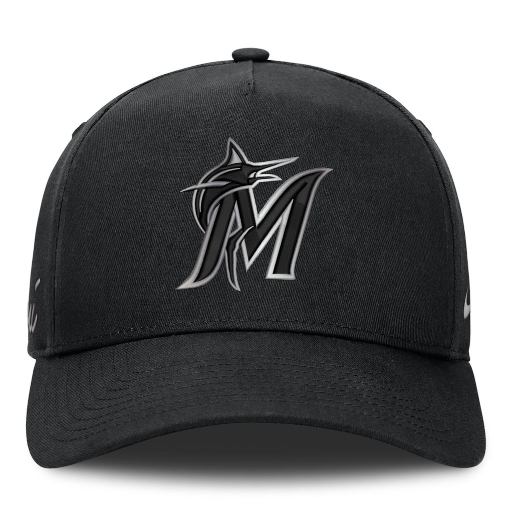 Miami Marlins Nike Rise Dri-FIT A-Frame Adjustable Hat - Black