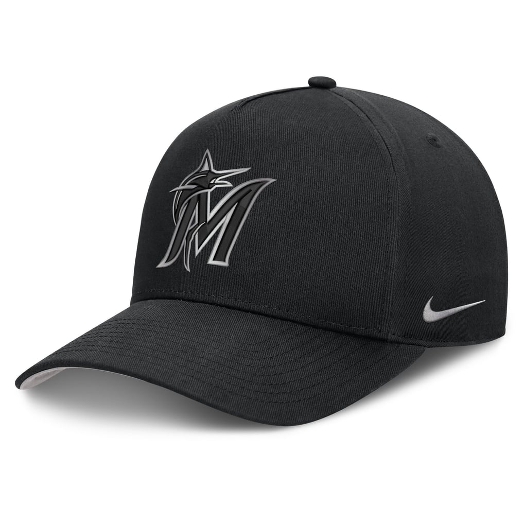Miami Marlins Nike Rise Dri-FIT A-Frame Adjustable Hat - Black