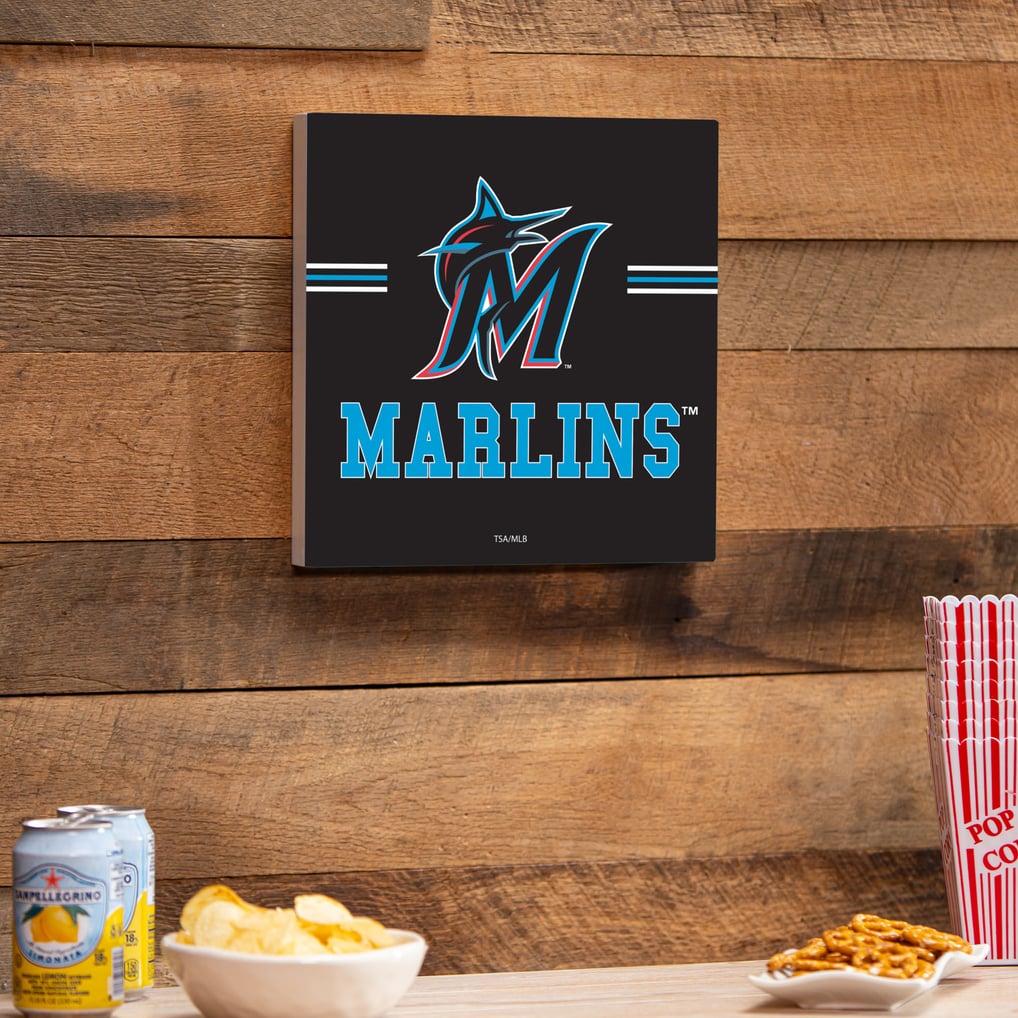 Miami Marlins 12" x 12" Wood Wall Sign