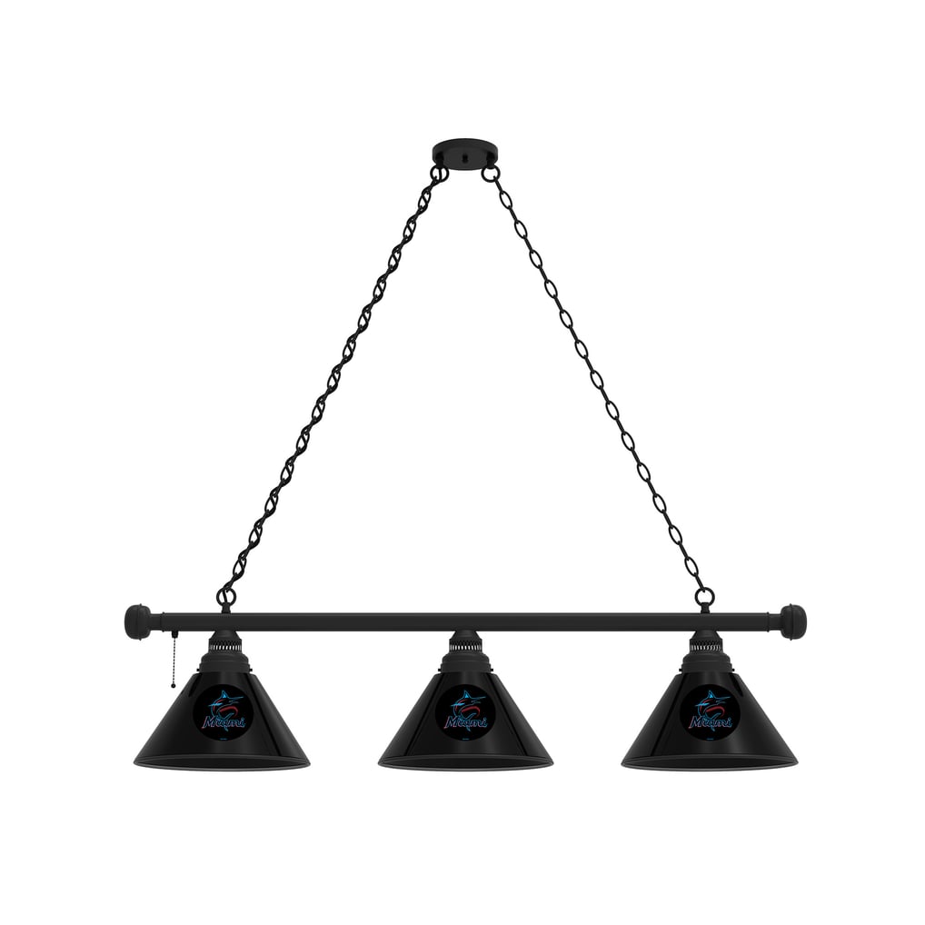 Miami Marlins 3-Shade Billiard Light with Black Fixture