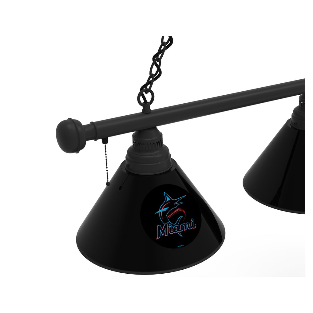 Miami Marlins 3-Shade Billiard Light with Black Fixture