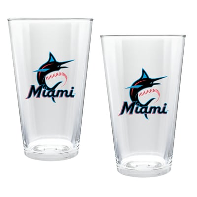 Miami Marlins Two-Piece 16oz. Double Play Pint Glass Set