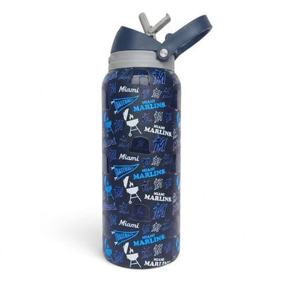 Miami Marlins Pegasus 32oz. Game Day Pennant Stainless Steel ProPress Water Bottle
