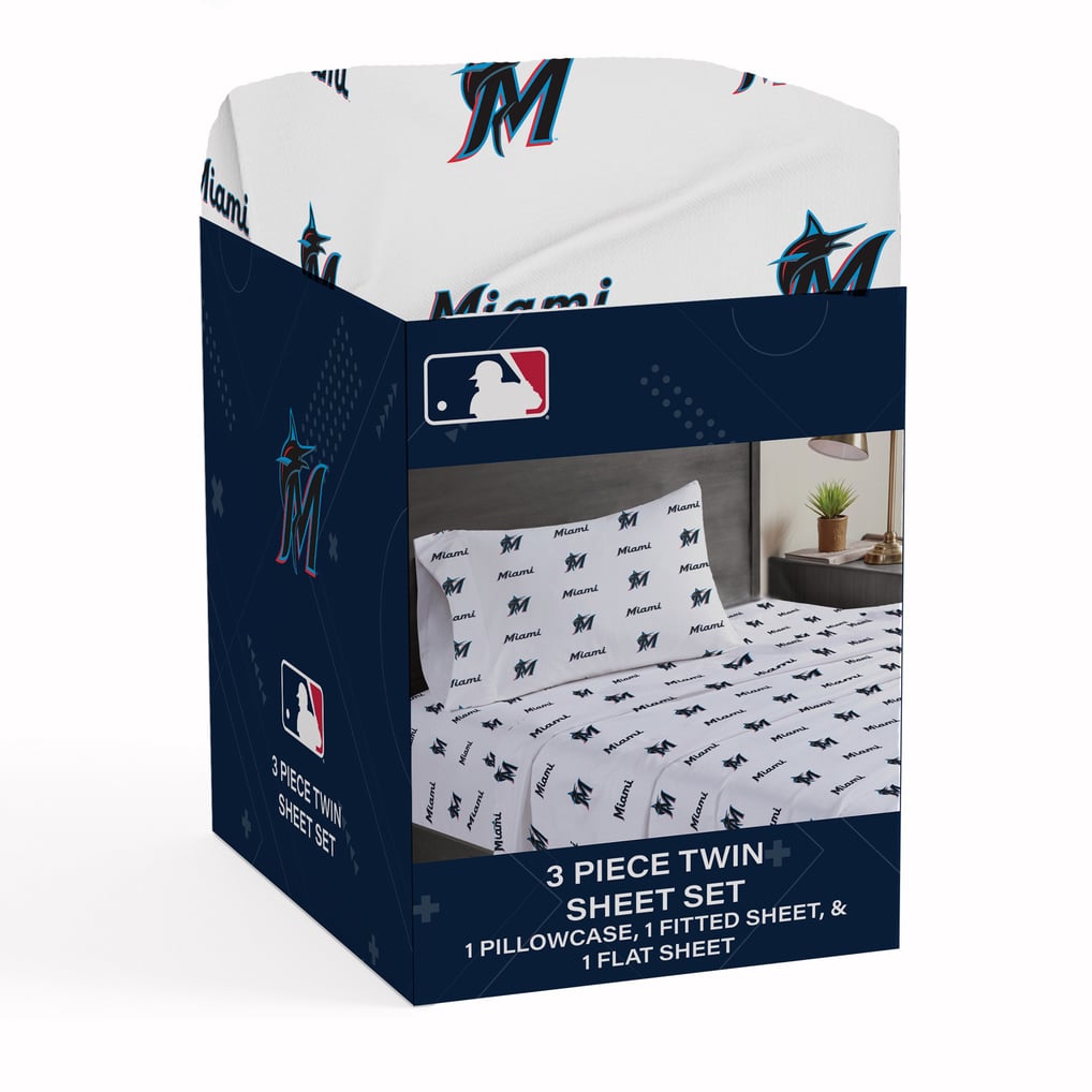 Miami Marlins Pegasus Three-Piece Twin Sheet Set