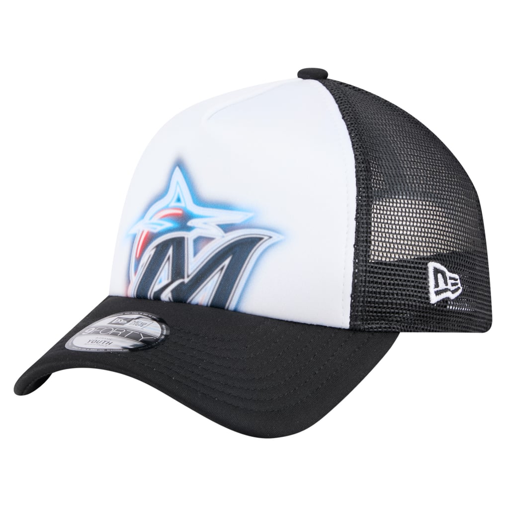  Miami Marlins New Era Toddler Painted A-Frame 9FORTY Trucker Adjustable Hat - White/Black
