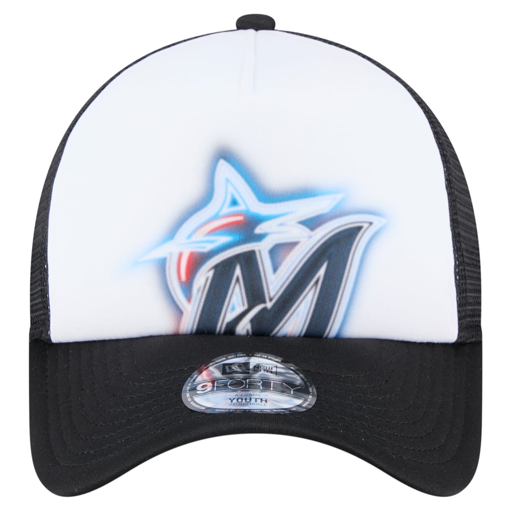  Miami Marlins New Era Toddler Painted A-Frame 9FORTY Trucker Adjustable Hat - White/Black