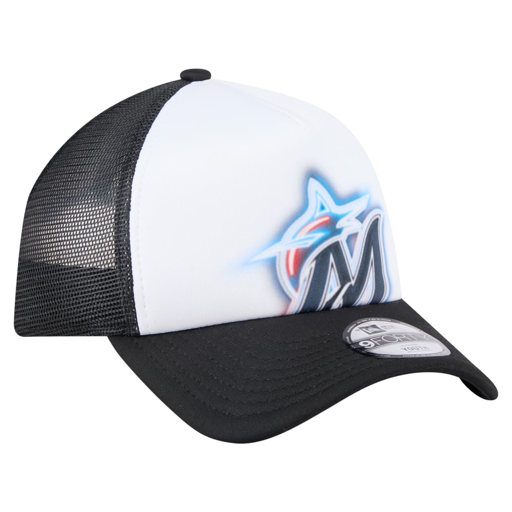 Miami Marlins New Era Toddler Painted A-Frame 9FORTY Trucker Adjustable Hat - White/Black