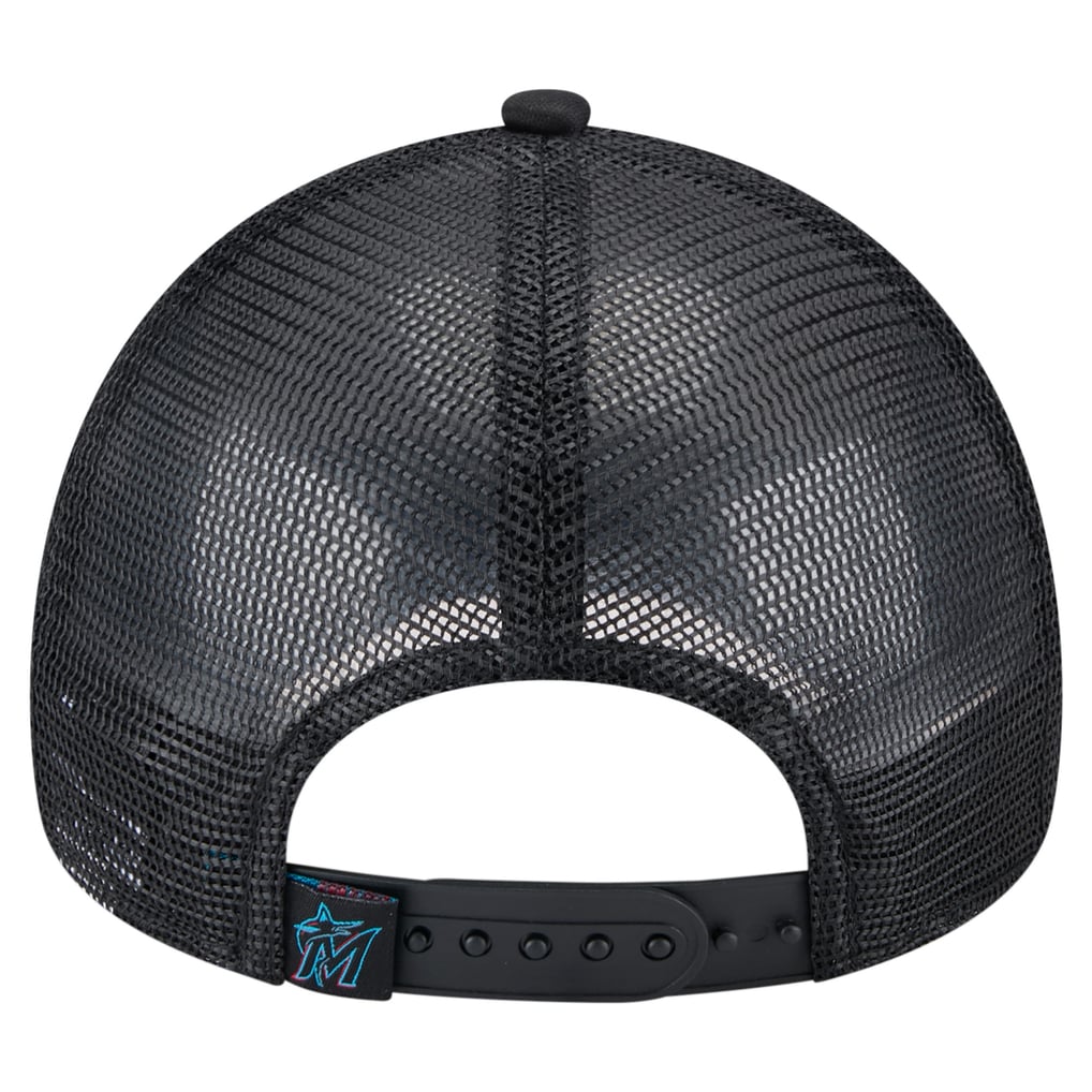  Miami Marlins New Era Toddler Painted A-Frame 9FORTY Trucker Adjustable Hat - White/Black