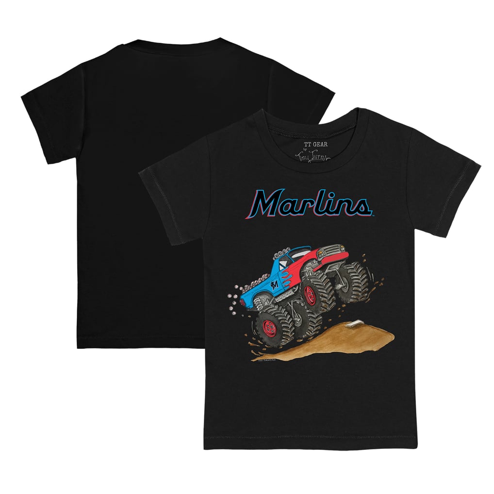 Miami Marlins Tiny Turnip Toddler Monster Truck T-Shirt - Black