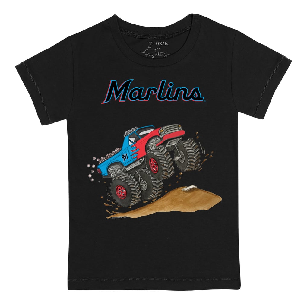 Miami Marlins Tiny Turnip Toddler Monster Truck T-Shirt - Black