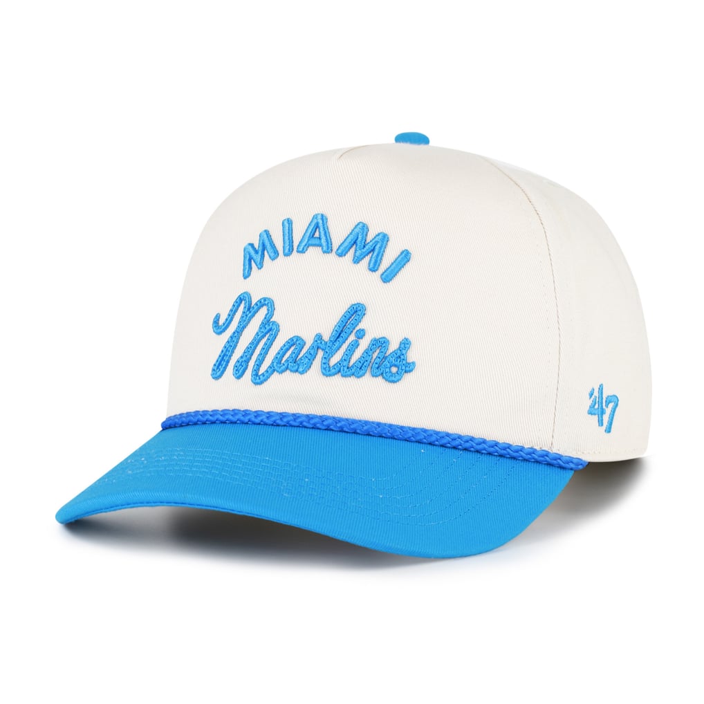 Miami Marlins '47 Unisex Rope Script Hitch Adjustable Hat - Natural/Blue