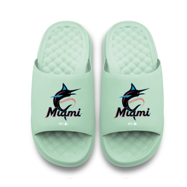 Unisex Miami Marlins ISlide Seafoam Bubble Motive Slide Sandals display picture 1