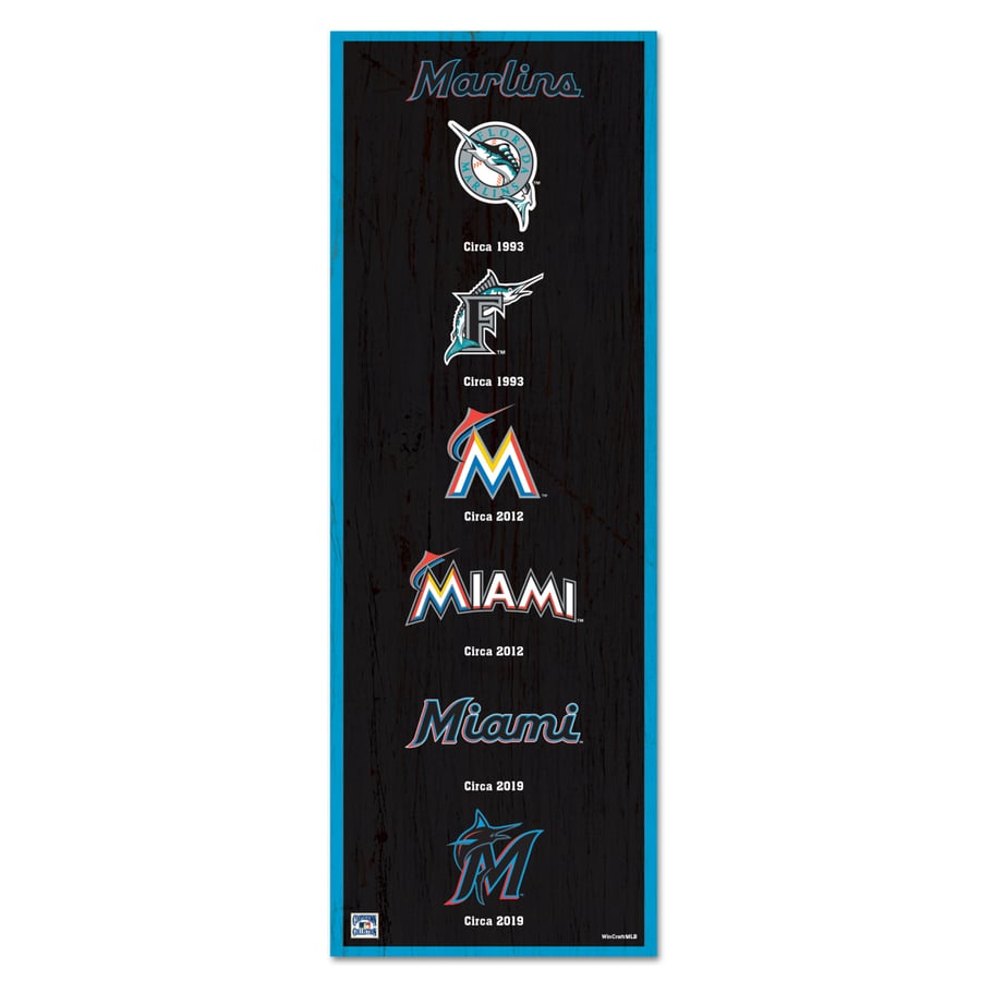 Miami Marlins WinCraft 6" x 17" Logo Evolution Wood Sign