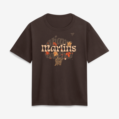 Miami Marlins Women's Fall Leaves T-Shirt - Brown