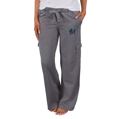 Miami Marlins Concepts Sport Women's Trackside Wide Leg Cargo Pants - Charcoal