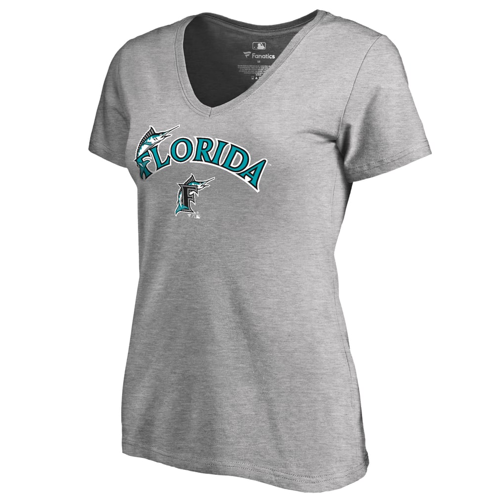 Miami Marlins Women's Core Wahconah V-Neck T-Shirt - Heather Gray