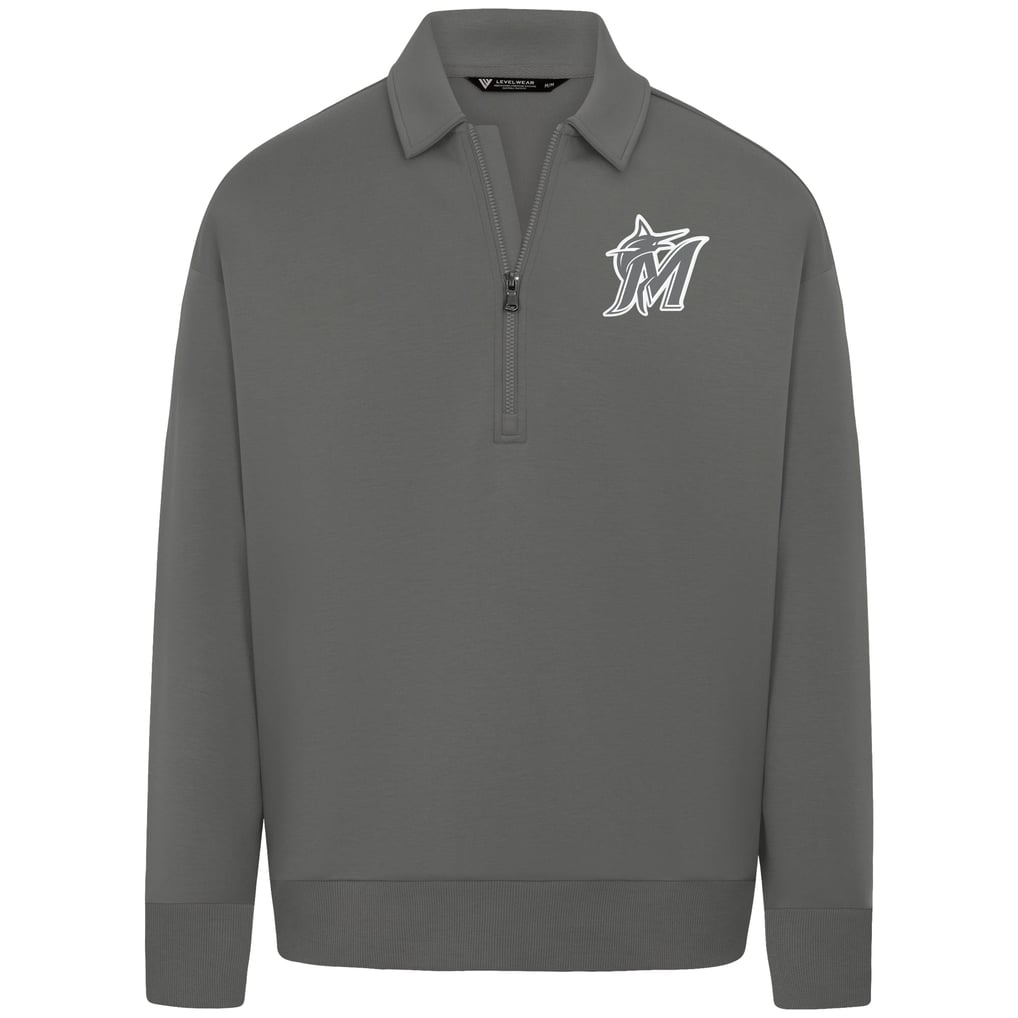 Miami Marlins Levelwear Women's Canmore Chenille Logo Quarter-Zip Top - Stone