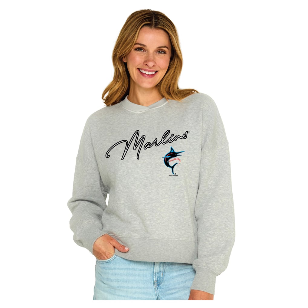  Miami Marlins Soft as a Grape Women's Snuggly Sweatshirt - Heather Gray