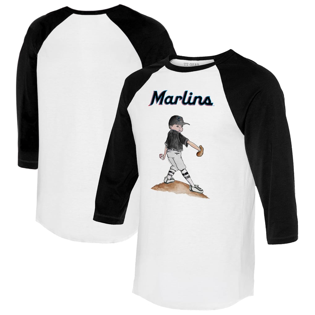 Miami Marlins Tiny Turnip Women's Clemente 3/4-Sleeve Raglan T-Shirt - White/Black