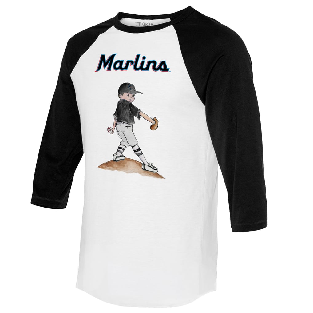 Miami Marlins Tiny Turnip Women's Clemente 3/4-Sleeve Raglan T-Shirt - White/Black