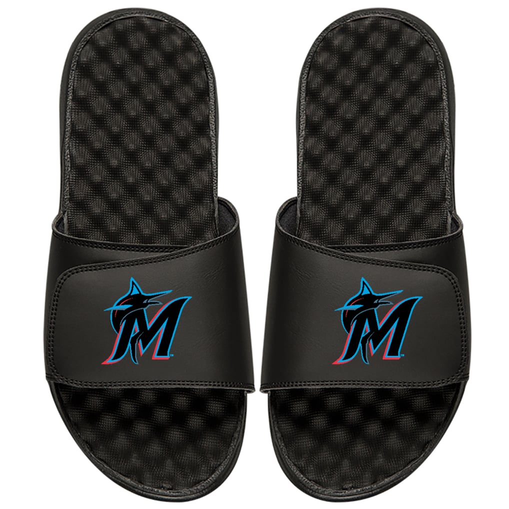 Miami Marlins ISlide Youth Alternate Logo Slide Sandals - Black
