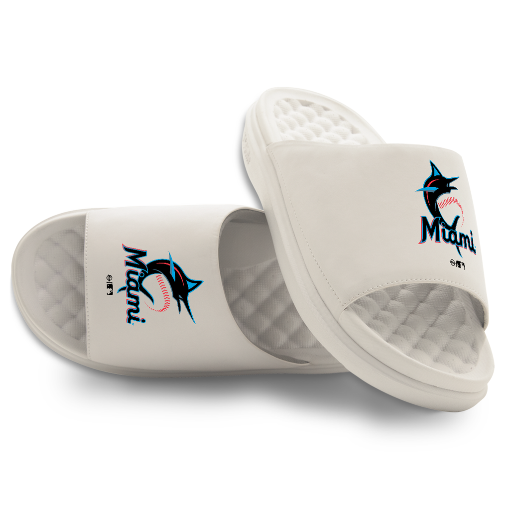 Miami Marlins ISlide Youth Primary Motive Slide Sandals - Cream