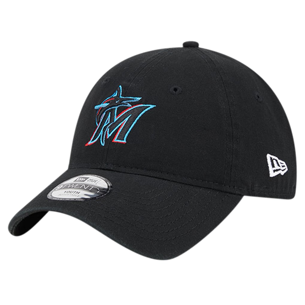 Miami Marlins New Era Youth Team Color 9TWENTY Adjustable Hat - Black