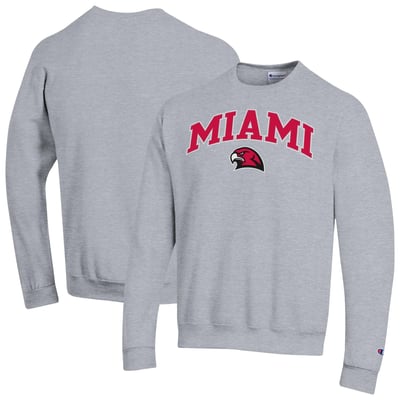Miami University RedHawks Champion Arch Powerblend Sweatshirt - Heather Gray