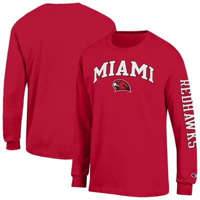 Miami University RedHawks Champion Arch Logo Long Sleeve T-Shirt - Red