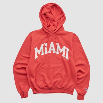Miami University RedHawks Champion 2000s Hooded Pullover Sweatshirt - Red - XXS by Fanatics Real Vintage