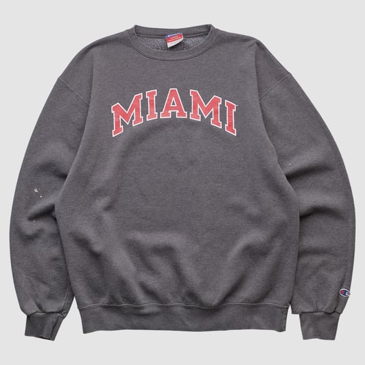 Miami University RedHawks Champion 2000s Pullover Sweatshirt - Charcoal - M by Fanatics Real Vintage