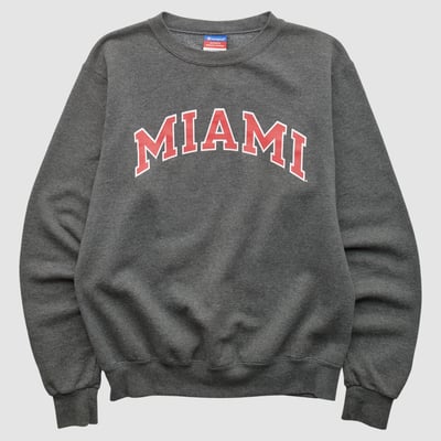Miami University RedHawks Champion 2000s Pullover Sweatshirt - Charcoal - XS by Fanatics Real Vintage