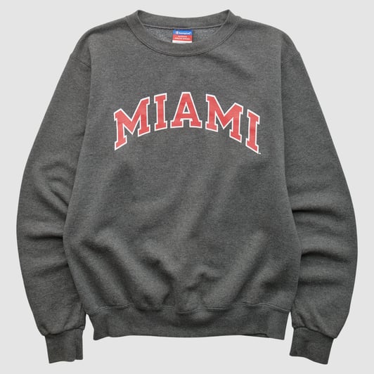 Miami University RedHawks Champion 2000s Pullover Sweatshirt - Charcoal - XS by Fanatics Real Vintage