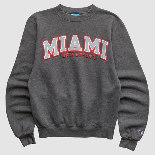Miami University RedHawks Champion 2010s Pullover Sweatshirt - Dark Heather Gray - XXS by Fanatics Real Vintage