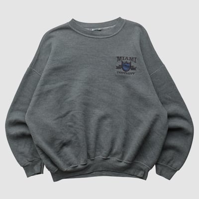 Miami University RedHawks Famous Sportswear 90s Pullover Sweatshirt - Dark Heather Gray - XL by Fanatics Real Vintage