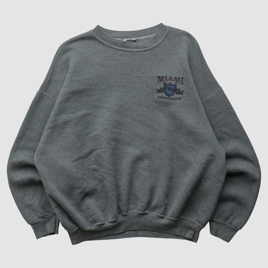 Miami University RedHawks Famous Sportswear 90s Pullover Sweatshirt - Dark Heather Gray - XL by Fanatics Real Vintage