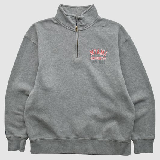 Miami University RedHawks Jansport 2000s 1/2 Zip Sweatshirt - Gray - L by Fanatics Real Vintage