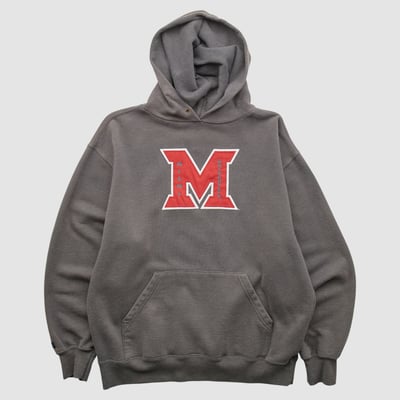 Miami University RedHawks Jansport 2000s Hooded Pullover Sweatshirt - Charcoal - M by Fanatics Real Vintage