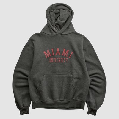 Miami University RedHawks Jerzees 2000s Hooded Pullover Sweatshirt - Charcoal - XS by Fanatics Real Vintage