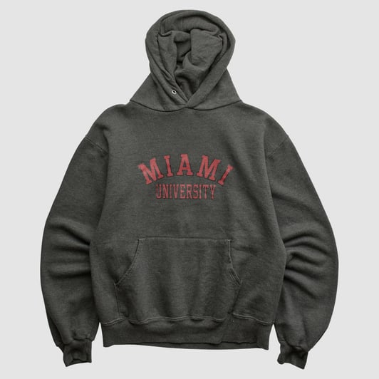 Miami University RedHawks Jerzees 2000s Hooded Pullover Sweatshirt - Charcoal - XS by Fanatics Real Vintage
