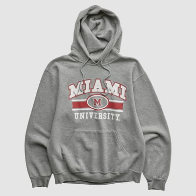 Miami University RedHawks Jerzees 2010s Hooded Pullover Sweatshirt - Gray - S by Fanatics Real Vintage