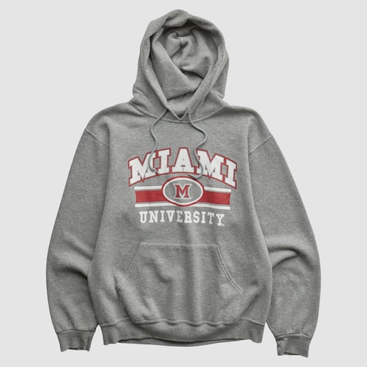 Miami University RedHawks Jerzees 2010s Hooded Pullover Sweatshirt - Gray - S by Fanatics Real Vintage