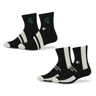 Michigan State Spartans Starter  Summit Stripe 2-Pair Pack Quarter Socks - Black
