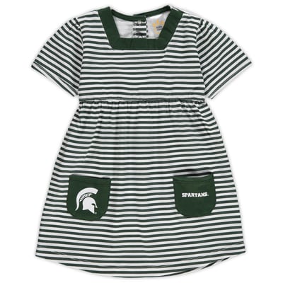 Michigan State Spartans Little King Girls Toddler Square Neck Striped Dress - Green