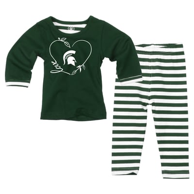  Michigan State Spartans Wes & Willy Girls Toddler 2-Piece Long Sleeve Top and Pants Set - Green