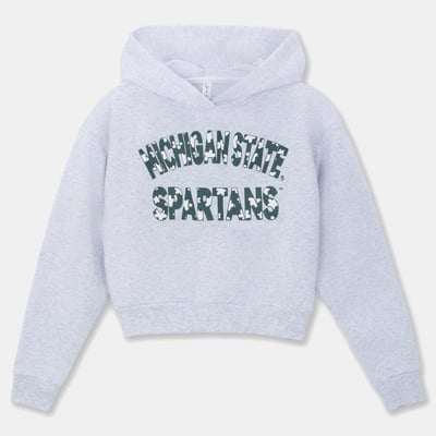 Michigan State Spartans ZooZatz Girls Youth Cropped Hoodie - Heather Gray