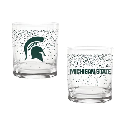 Indigo Falls Michigan State Spartans Confetti Rocks Glass Set of 2
